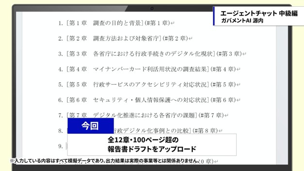 This screen shows a draft report of more than 100 pages in 12 chapters. 