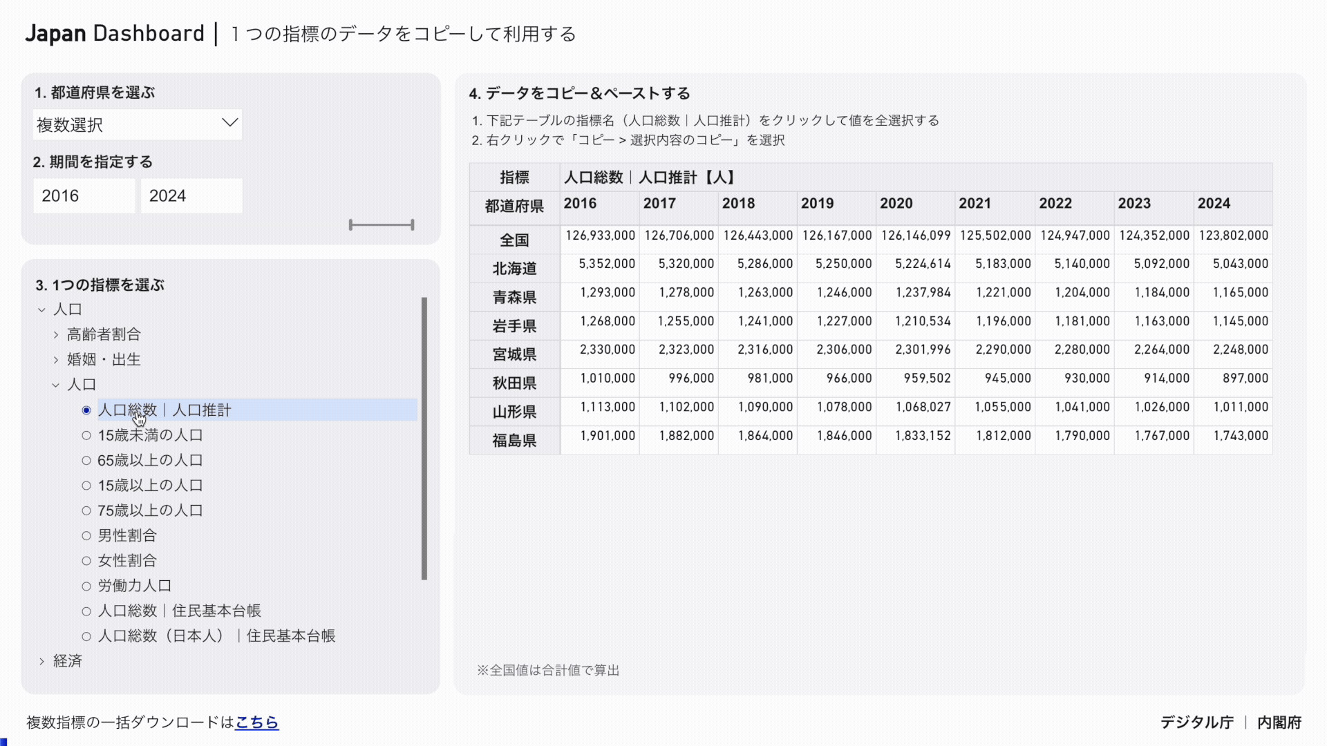 指標を設定する方法をアニメーションで示しています。