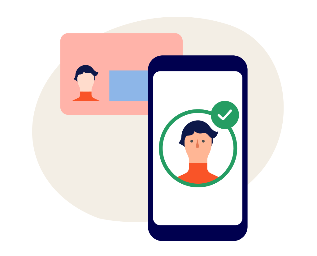Illustration of identity verification using a digital ID app.