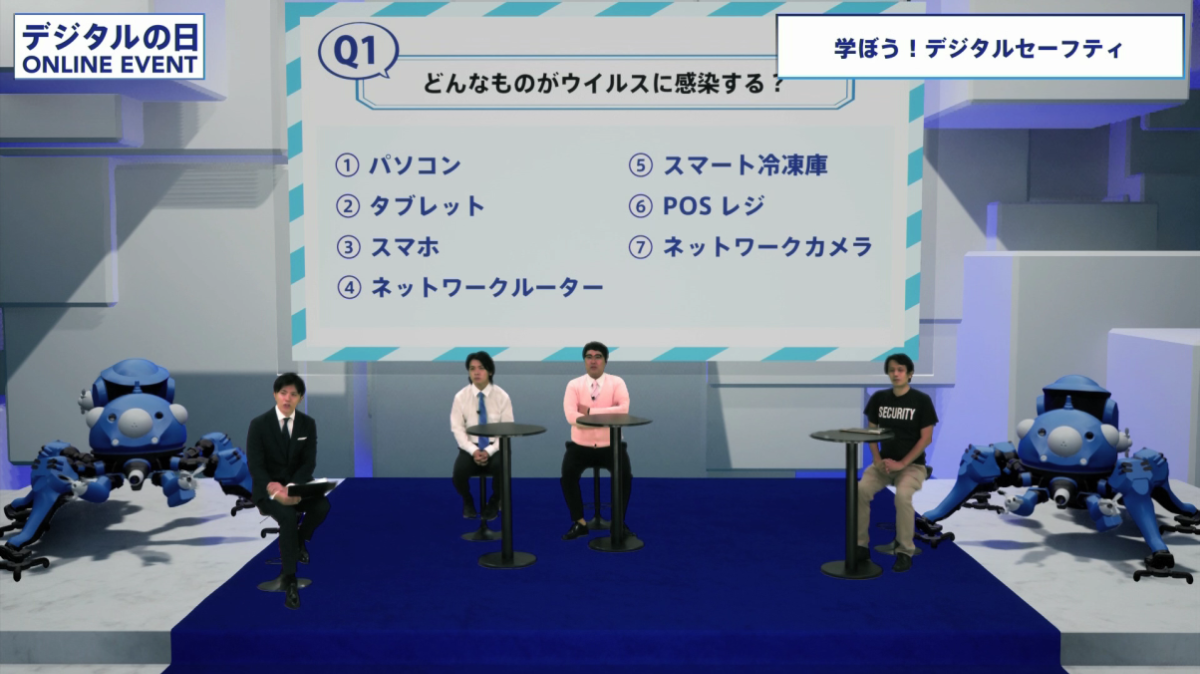 Photos of Crystal Noda and Murakami-san of Medical Lovely answering a quiz on digital safety