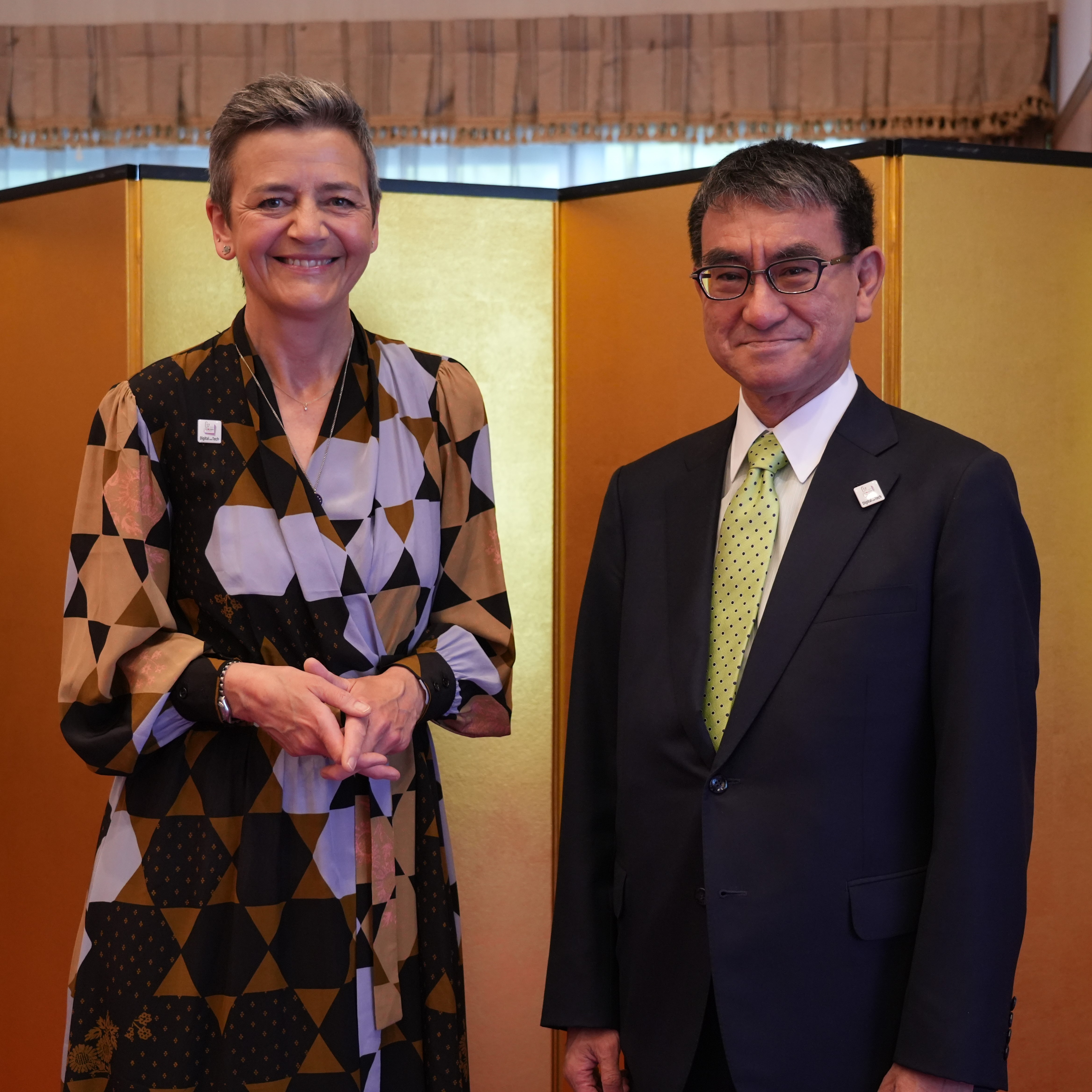 From left, H.E. Ms. Margrethe Vestager, Executive Vice-President, European Commission and Minister Kono.